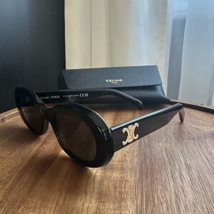Celine Triomphe Black Round Sunglasses CL40194U